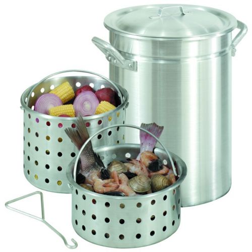 Stockpot Boiler 42 Qt Aluminum with Lid and 2 Baskets BY4095